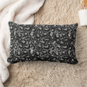 ヒョウ柄ブラックとシルバーグレー ランバークッション (ブランケット)