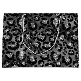 ヒョウ柄ブラックとシルバーグレー ラージペーパーバッグ