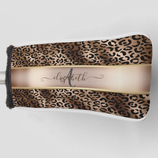 ヒョウ柄ブラックブロンズモノグラム ゴルフヘッドカバー (正面)