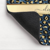 ヒョウ柄ブラックブロンズモノグラム マウスパッド (コーナー)