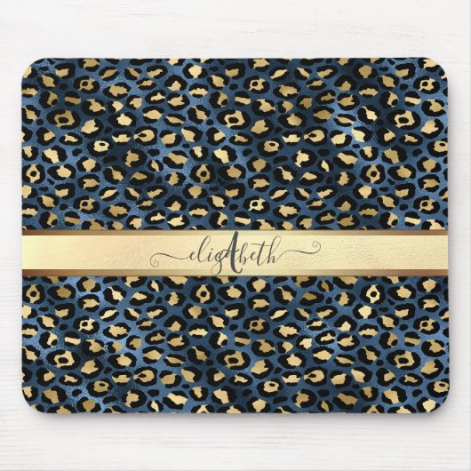 ヒョウ柄ブラックブロンズモノグラム マウスパッド (正面)