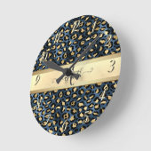 ヒョウ柄ブラックブロンズモノグラム ラウンド壁時計 (傾斜)