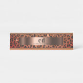 ヒョウ柄ブラックブロンズ金属製 デスクネームプレート (正面)