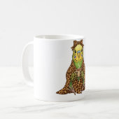 ヒョウ柄ブランケット コーヒー セキセイインコ コーヒーマグカップ (正面左)