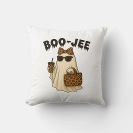 ヒョウ柄プリントのゴーストスローピロー クッション
