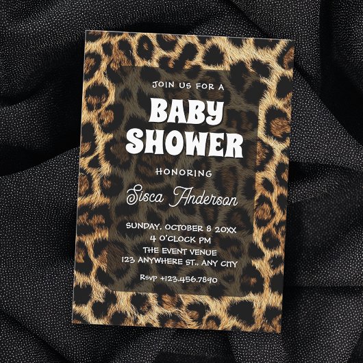 ヒョウ柄ベビーシャワー 招待状