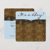 ヒョウ柄ベビーボーイシャワー 招待状 (正面/裏面)