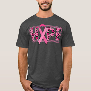 ヒョウ柄ホープ乳癌ピンクリボン Tシャツ