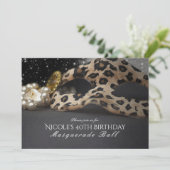 ヒョウ柄マスク＆パールパーティー招待状 招待状 (スタンド正面)