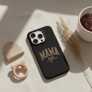 ヒョウ柄ママ バーシティボールド フェミニン ミニマル iPhone 15 PROケース