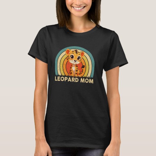 ヒョウ柄ママ 母の日 ヒョウ柄 ガールズ レディース Tシャツ (正面)