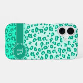 ヒョウ柄ミントモノグラム iPhone 16ケース (裏面横)