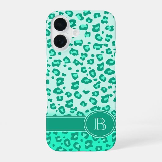 ヒョウ柄ミントモノグラム iPhone 16ケース (裏面)