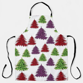 ヒョウ柄メリーカラフルクリスマスツリー エプロン