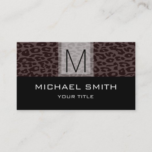 ヒョウ柄モダンブラックモノグラム#5 名刺 (正面)