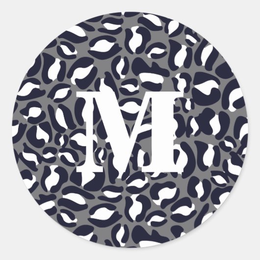 ヒョウ柄モノグラムクラシックジャングルパーティー ラウンドシール (正面)