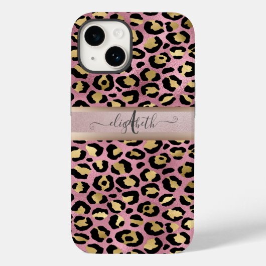 ヒョウ柄モノグラム ローズゴールド ブラック Case-Mate iPhoneケース (裏面)