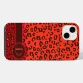 ヒョウ柄モノグラムiPhoneケース 赤 iPhoneケース (裏面横)