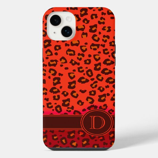 ヒョウ柄モノグラムiPhoneケース 赤 iPhoneケース (裏面)