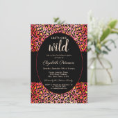 ヒョウ柄レッドバチェラー・パーティー Let's Get Wild 招待状 (スタンド正面)