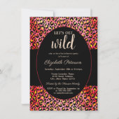 ヒョウ柄レッドバチェラー・パーティー Let's Get Wild 招待状 (正面)