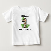 ヒョウ柄ワイルドワン1歳の誕生日 ベビーTシャツ (正面)