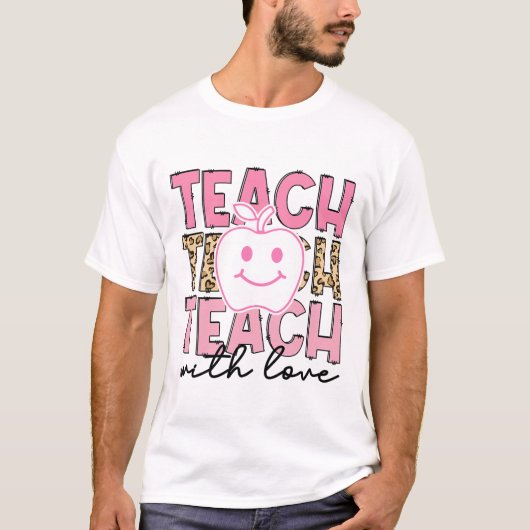 ヒョウ柄先生への感謝愛を込めて教える Tシャツ (正面)