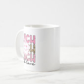ヒョウ柄先生感謝Tシャツ 愛を込めて教える コーヒーマグカップ (正面左)