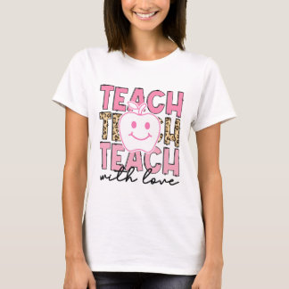 ヒョウ柄先生感謝Tシャツ 愛を込めて教える Tシャツ