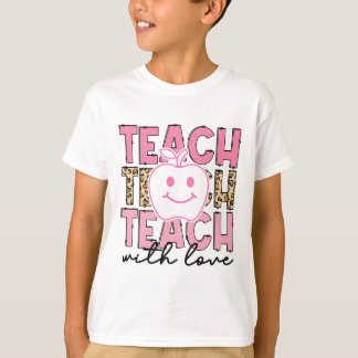 ヒョウ柄先生感謝Tシャツ 愛を込めて教える Tシャツ