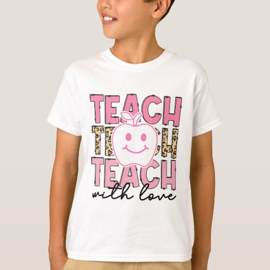 ヒョウ柄先生感謝Tシャツ 愛を込めて教える Tシャツ (正面)