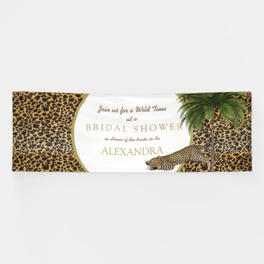 ヒョウ柄動物パターンエレガントパームパーティー 横断幕 (横)