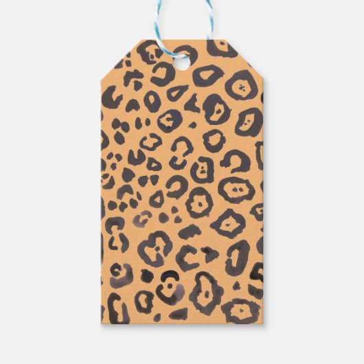 ヒョウ柄絵画動物 ギフトタグ (正面)