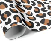 ヒョウ柄誕生日白い背景シームレス ラッピングペーパー (ロールコーナー)