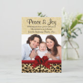 ヒョウ柄赤い弓のクリスマス写真挨拶 シーズンカード (スタンド正面)