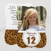 ヒョウ柄12歳誕生日 : 画像 : パーティー招待状 招待状 (正面/裏面)