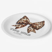 ヒョウ柄2野生の弓2番目の誕生日 ペーパープレート (アングル)