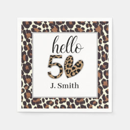 ヒョウ柄50誕生日 スタンダードカクテルナプキン