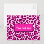 ヒョウ柄 アニマルプリント パターン ブライトピンク カラー ポストカード (正面/裏面)