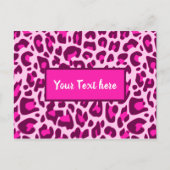ヒョウ柄 アニマルプリント パターン ブライトピンク ポストカード (正面)
