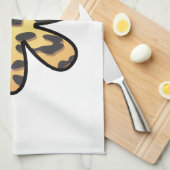 ヒョウ柄，アニマルプリント，ヒョウ茶色，花 キッチンタオル (四つ折り)