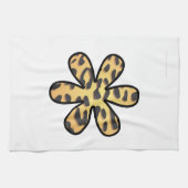 ヒョウ柄，アニマルプリント，ヒョウ茶色，花 キッチンタオル (横)