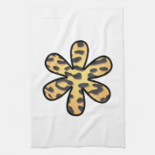 ヒョウ柄，アニマルプリント，ヒョウ茶色，花 キッチンタオル (縦)