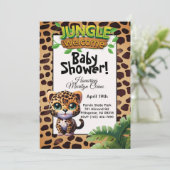 ヒョウ柄 ウィル・ダイルド・ライフ 子猫 ベビーシャワー 🐆 招待状 (スタンド正面)