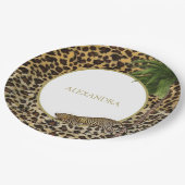 ヒョウ柄 エレガント パーム パーティー ペーパープレート (アングル)