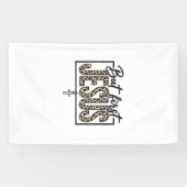 ヒョウ柄 キリスト教 ヴィンテージ風 彫刻デザイン Tシャツ 横断幕 (横)
