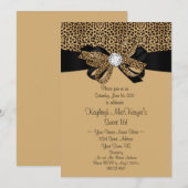 ヒョウ柄 クリア ラインストーン ダイヤモンド スイート16 招待状 (正面/裏面)