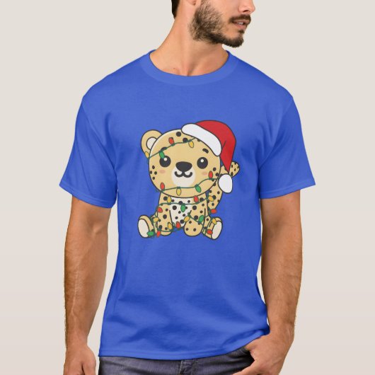 ヒョウ柄 クリスマス 冬 動物 ヒョウ 友達 Tシャツ (正面)