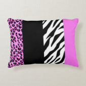 ヒョウ柄,ゼブラ柄,アニマルプリント,ピンク アクセントクッション (正面)