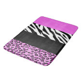 ヒョウ柄,ゼブラ柄,アニマルプリント,ピンク バスマット (アングル)